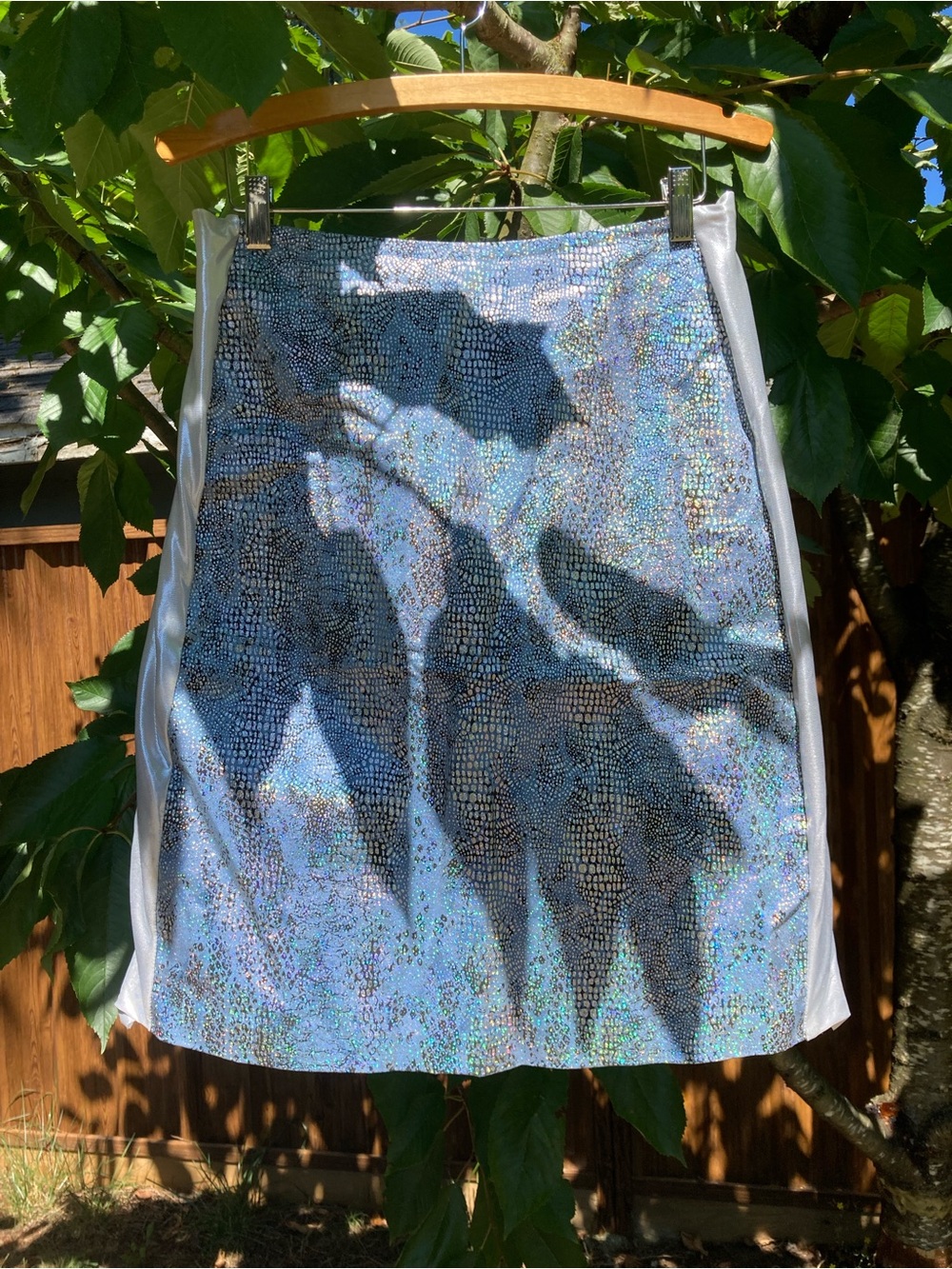 Holographic Silver Panel A-Line Skirt